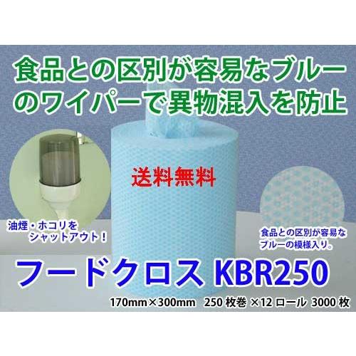 【送料無料】橋本クロス Sホルダー専用 ロールワイパー KBR250 250枚×12本 レーヨン 業務用 清掃 使い捨て