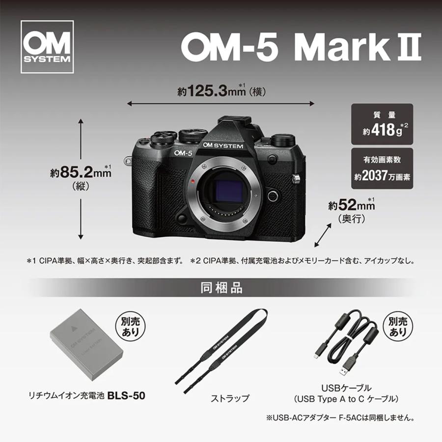 OM SYSTEM オーエム システム OM-5 Mark II ボディ ブラック : イン
