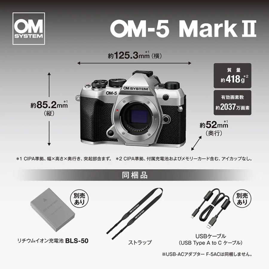 OM SYSTEM オーエム システム OM-5 Mark II ボディ シルバー