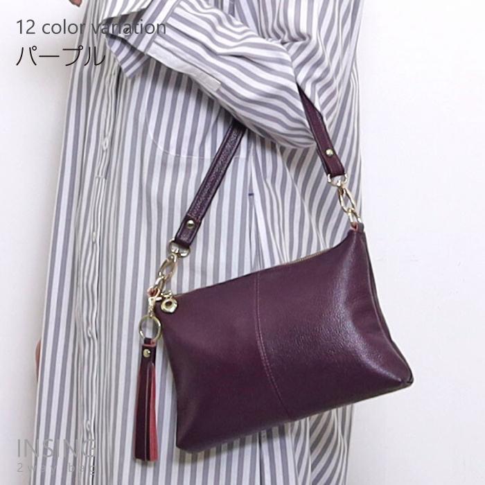 ショルダーバッグ レザー ミニ ポシェット 斜めがけ 2way 牛革 シンプル 上品 トレンド タッセル カジュアル おしゃれ 本革 コンパクト 無地 スマホ 母の日 | COOCO | 22