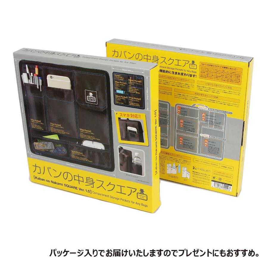 バッグインバッグ コンパクト スクエア型 インナーバッグ バックインバック オーガナイザー 小さめ 整理 ポケット カバンの中身 ギフト プレゼント 父の日 | カバンの中身 | 20