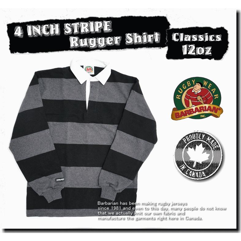 【SALE／55%OFF】 休日限定 Barbarian Rugger Shirt 4INCH STRIPE Classics 12oz バーバリアン ラガーシャツ ラグビーシャツ STK167 llcllp.net llcllp.net