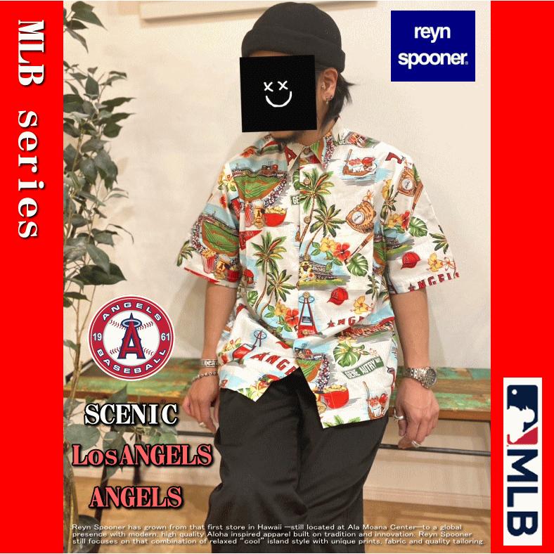 MLBエンジェルスアロハシャツ、Rayn SPORTS 夏物処分】 Reyn Spooner レインスプーナー MLB SCENIC Los