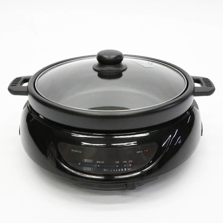 ホットプレート 鍋 焼肉 1300W ハイパワー ガラス蓋付 着脱プレート お