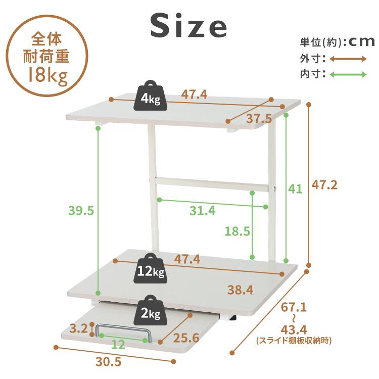 キッチンラック レンジラック 冷蔵庫上ラック ホワイト PRUR480R