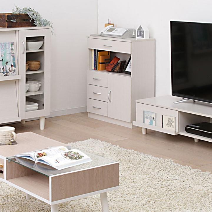 IRIS OHYAMA（アイリスオーヤマ） 電話台 おしゃれ 収納 北欧 白