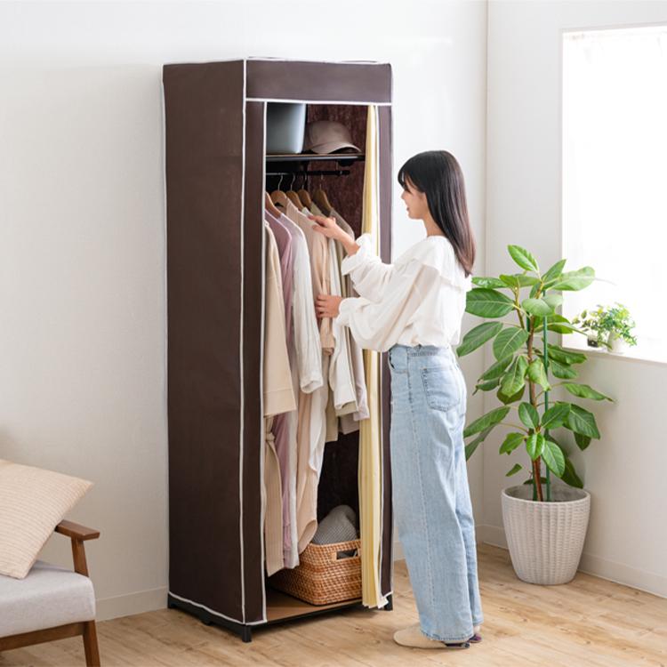 ハンガーラック 幅60 2段 カバー付き 収納 スリム ワードローブ ハンガーラック 幅60 2段 カバー付き 収納 スリム ワードローブ