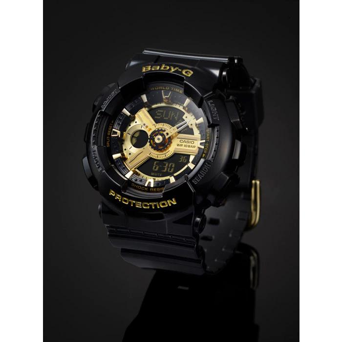 baby-g BA-110-1A ブラックandゴールド時計 BA110-1A | Women's BABY-G Black Analog Digital Watch | CASIO