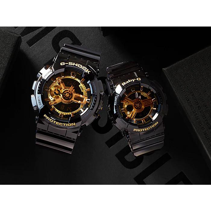 baby-g BA-110-1A ブラックandゴールド時計 BA110-1A | Women's BABY-G Black Analog Digital Watch | CASIO