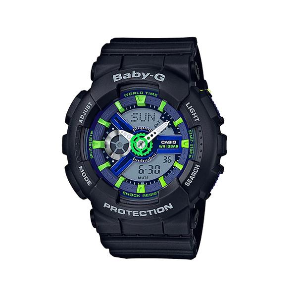 BABY-G ベビーG ベビージー パンチング・パターン・シリーズ カシオ CASIO アナデジ 腕時計 ブラック ネオングリーン BA-110PP-1A 逆輸入海外モデル