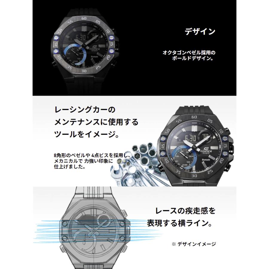 【新版】 EDIFICE エディフィス オクタゴン スマートフォンリンク カシオ CASIO アナデジ 腕時計 ブラック ブルー ECB-10YPB-1AJF 国内正規モデル 【2111659313】(10840円)
