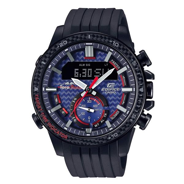 EDIFICE エディフィス スクーデリア・トロ・ロッソ 限定モデル CASIO モバイルリンク機能 ソーラー アナデジ 腕時計 ブラック ブルー レッド ECB-800TR-2A | EDIFICE（CASIO）