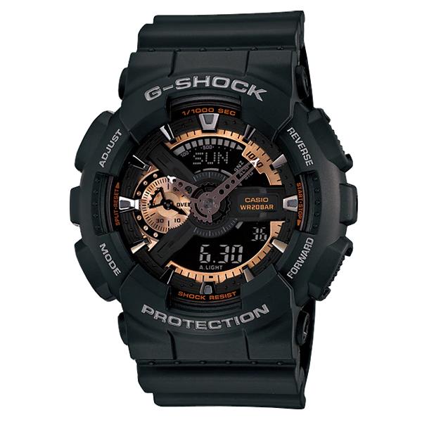 G-SHOCK Gショック ジーショック GA-110 シリーズ カシオ CASIO アナデジ 腕時計 ブラック ローズゴールド GA-110RG-1AJF 国内正規モデル｜inst