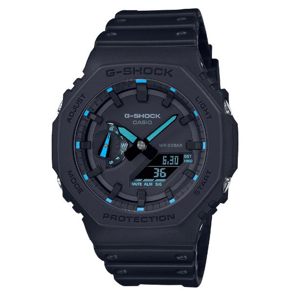 カシオーク G-SHOCK Gショック 限定 NEON ACCENTシリーズ カシオ CASIO アナデジ 腕時計 ブラック ブルー GA-2100-1A2 逆輸入海外モデル｜inst