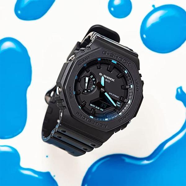 カシオーク G-SHOCK Gショック 限定 NEON ACCENTシリーズ カシオ CASIO アナデジ 腕時計 ブラック ブルー GA-2100-1A2 逆輸入海外モデル｜inst｜06