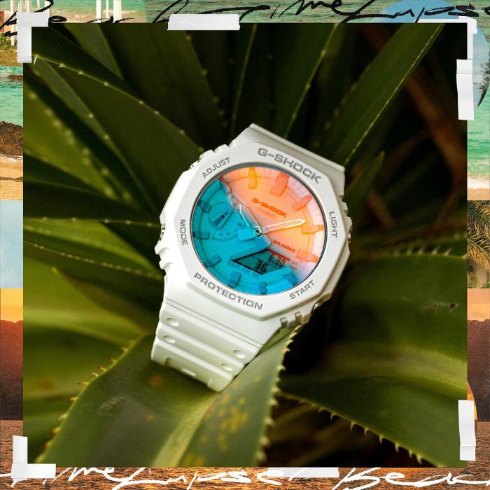 G-SHOCK Gショック ジーショック BEACH TIME LAPSE ビーチタイムラプス カシオ CASIO アナデジ 腕時計 ホワイト 偏光 GA-2100TL-7A 逆輸入海外モデルの画像
