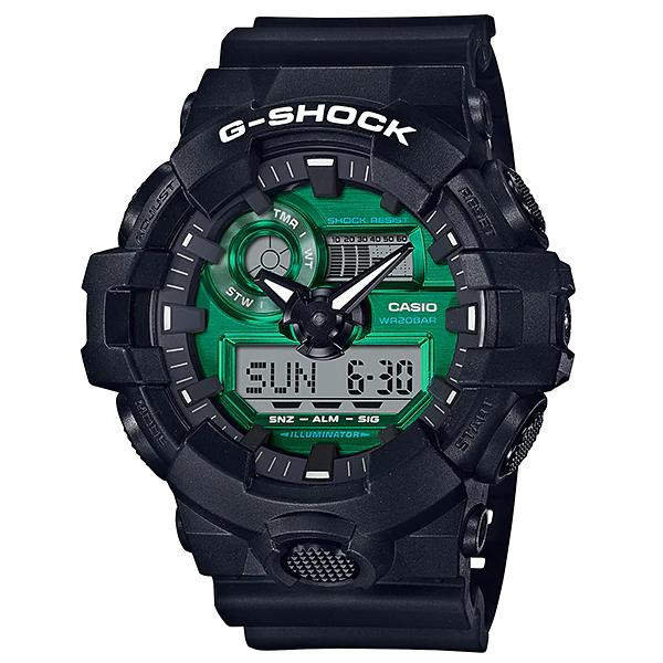 最も  G-SHOCK Gショック ジーショック GA-700 Black and Green シリーズ カシオ CASIO アナデジ 腕時計 ブラック GA-700MG-1AJF 国内正規モデル 腕時計