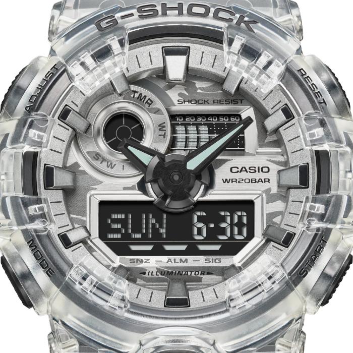 G-SHOCK Gショック カモフラージュ・スケルトンシリーズ カシオ CASIO アナデジ 腕時計 ブラック クリア カモフラ柄 GA-700SKC-1A 逆輸入海外モデル｜inst｜04