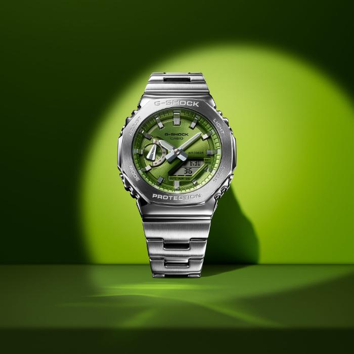 【ほぼ未使用】G-SHOCK GM-2110D-3AJF メタルバンド グリーン G-SHOCK Gショック ジーショック カシオ CASIO アナデジ 腕時計
