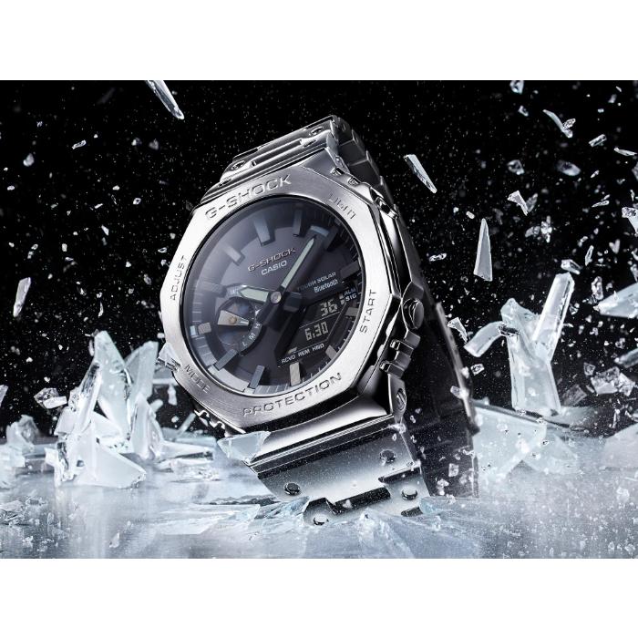 カシオーク G-SHOCK Gショック スマートフォンリンク カシオ CASIO ソーラー アナデジ 腕時計 シルバー ブラック フルメタル GM-B2100D-1AJF 国内正規モデル｜inst｜02