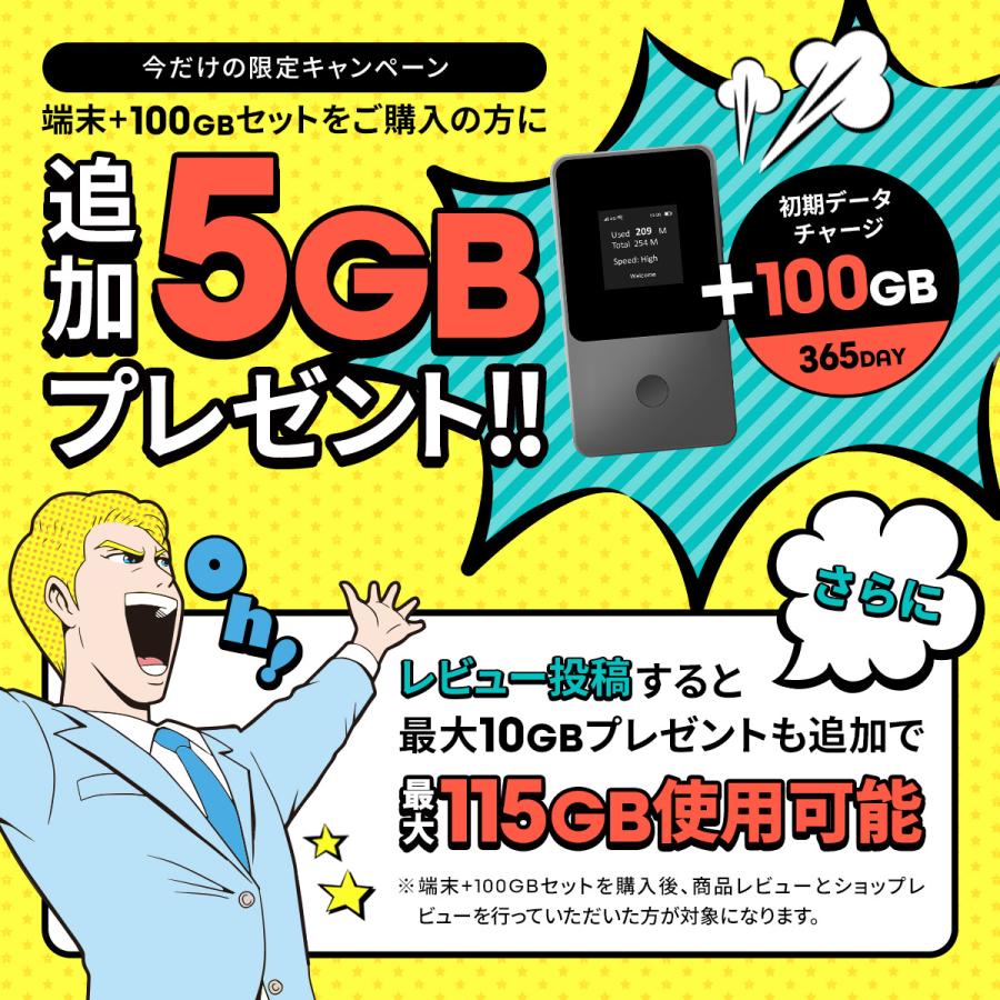 データ通信付きポケットWiFi インスタントWi-Fi 買い切りプリペイド型モバイルルーター 有効期間365日 ギガ追加チャージ 100GBプラン+追加5GBプレゼント｜instant-wifi｜04