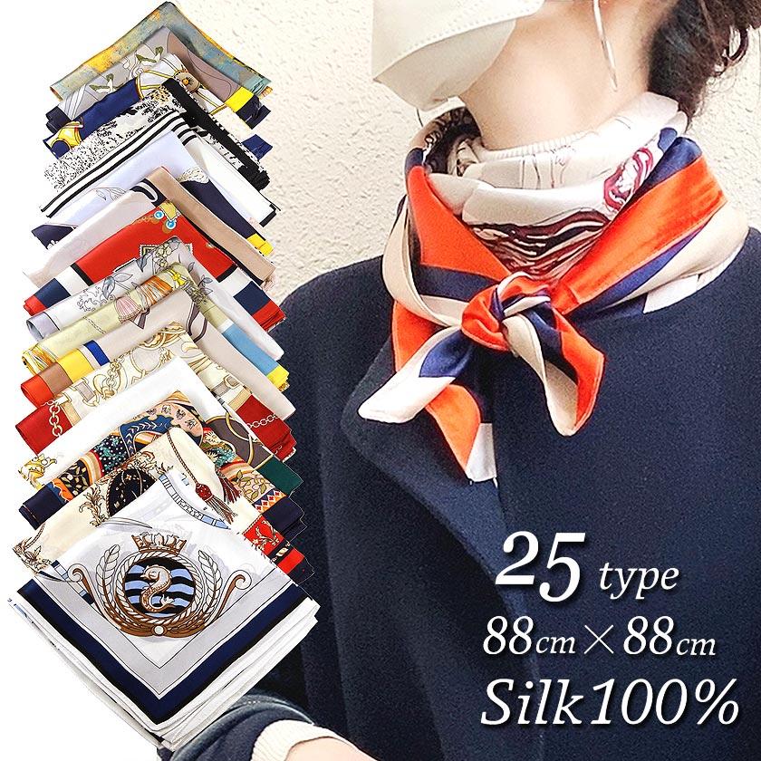Instyle Japan シルク100% 正方形 スカーフ 90x90 シルク シルク Instyle Japan シルク100% 正方形 スカーフ 90x90 シルク シルク