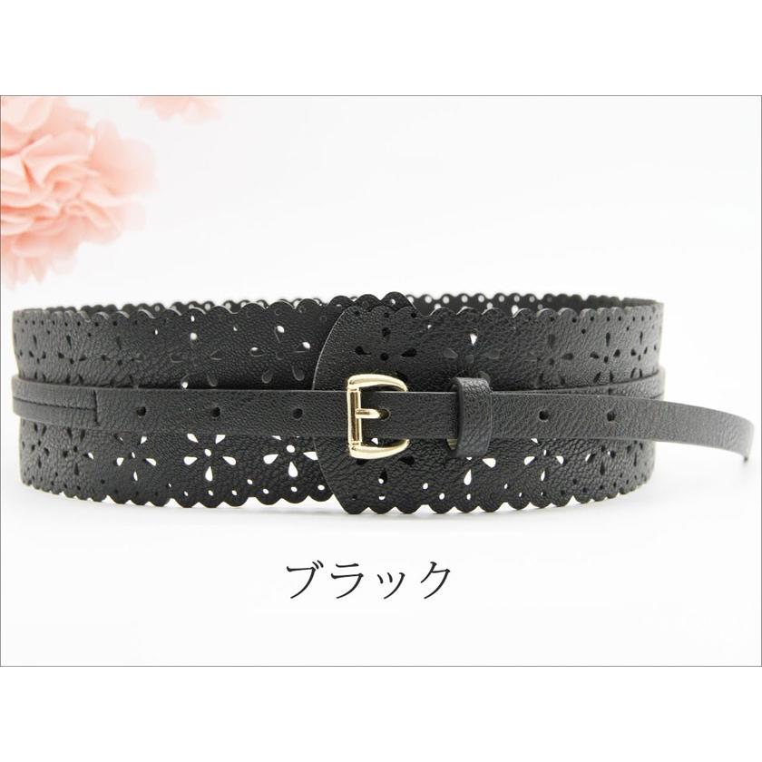 Instyle Japan 合皮パンチングフリル ベルト レディース 太 Instyle Japan 合皮パンチングフリル ベルト レディース 太