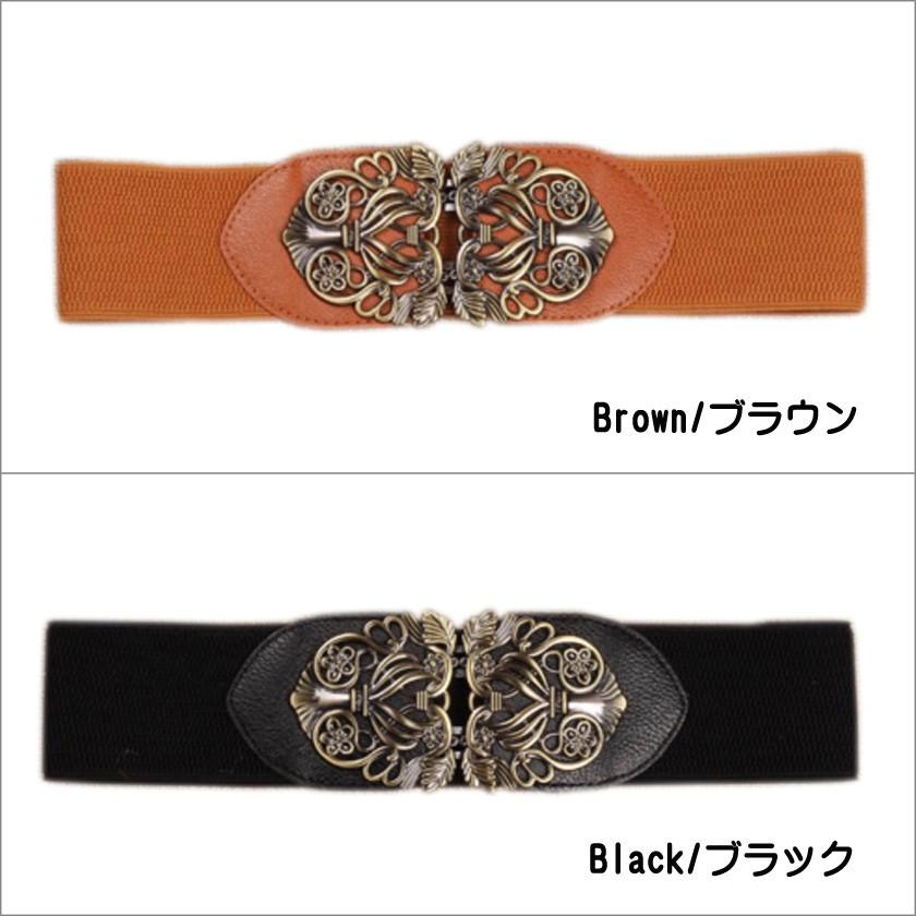 ベルト レディース BELT ボヘミアン風 ゴムベルト 黒 赤 茶 ベージュ