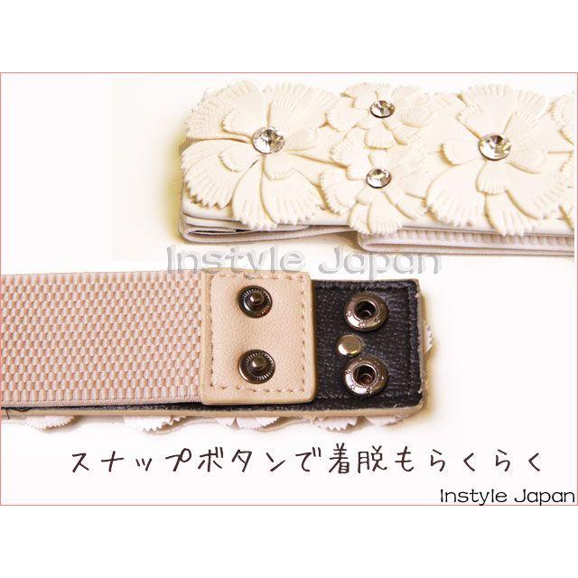 ベルト レディース BELT さくら モチーフ ゴムベルト 花 桜 フラワー 黒 赤 茶 ピンク ベージュ ブラック 女性 太ベルト カジュアル 送料無料 :1303-021:スカーフ専門InstyleJapan 通販 フラワー ゴムベルト ブラック
