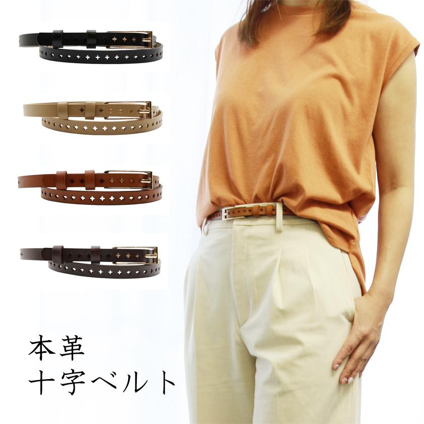Instyle Japan ベルト レディース 本革細ベルト 十字 星 模様 幅 Instyle Japan ベルト レディース 本革細ベルト 十字 星 模様 幅