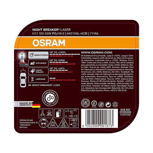 OSRAM　ドイツ製　ECE/DOT認証取得 純正ハロゲンバルブ交換用 NBL H11バルブ　1セット（2個入）｜intec-onlineshop｜02