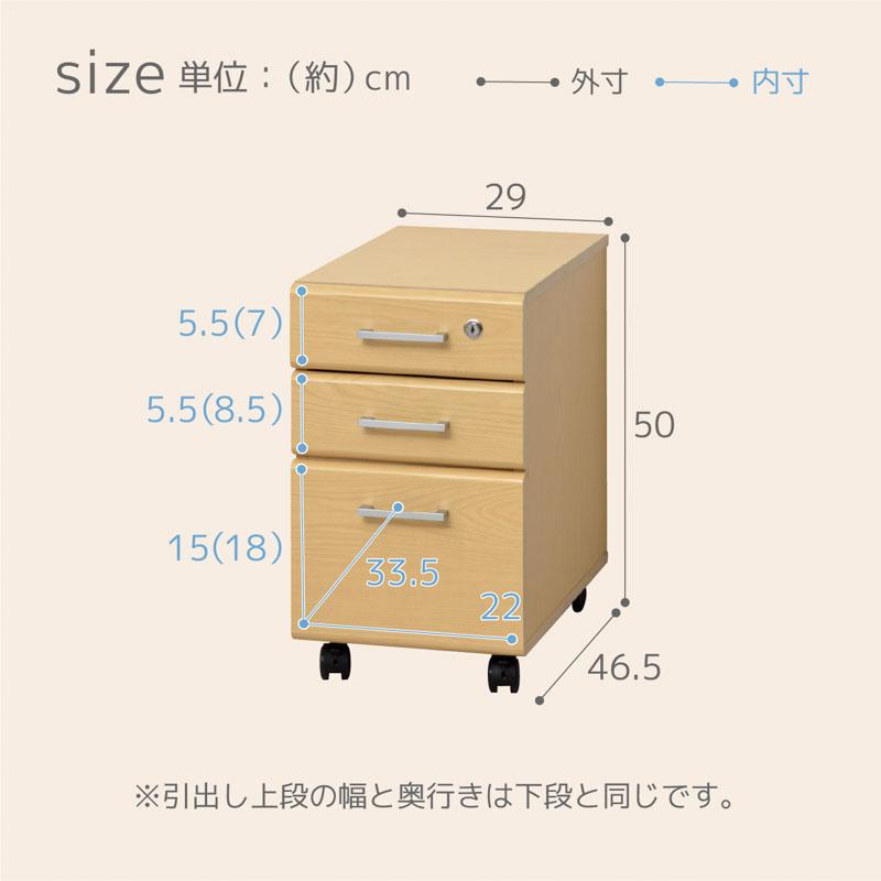 鍵付きデスク2点セット（デスク+サイドチェスト）※デスクセットのみの 