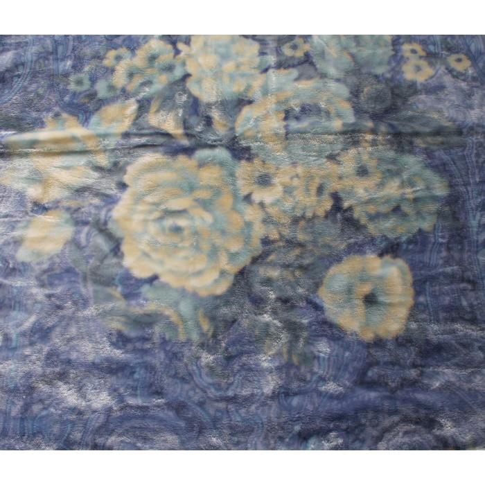 西川 ふっくらボリューム 衿付2枚合わせ毛布 シングル 花柄 N