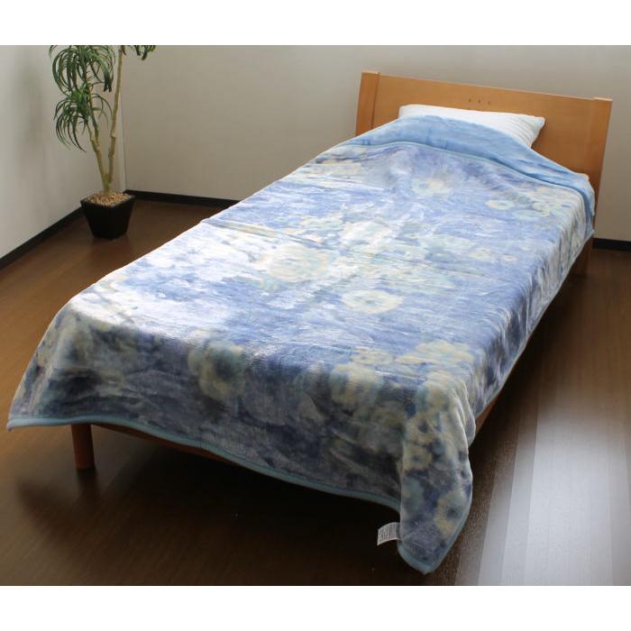 西川 ふっくらボリューム 衿付2枚合わせ毛布 シングル 花柄 N