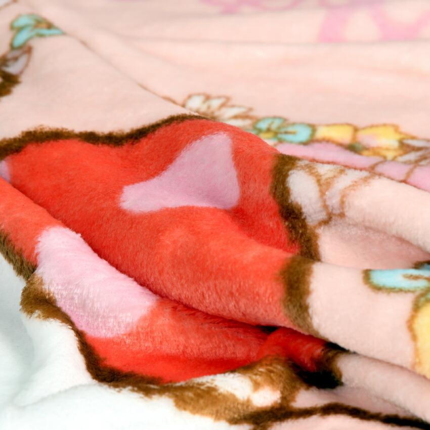 マイクロファイバー毛布 ハローキティ 水玉リボン シャイニーローズ