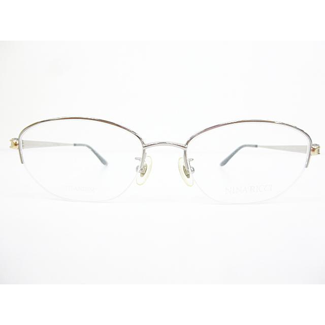 ∞【デッドストック】NINA RICCI ニナリッチ 眼鏡 メガネフレーム NR26008 51[]17-135 メタル チタン ナイロール グレー シルバー □H8｜inter-reuse