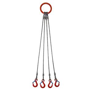 4本吊 ワイヤスリング 3.2t用×1.5m  スリング 吊り索 つり索 荷役作業 吊り上げ