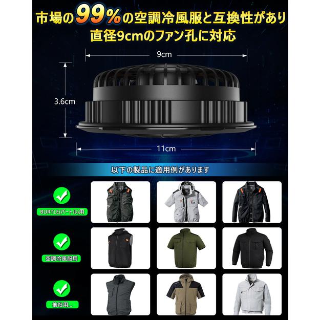COVELL 空調冷風服フルセット (ベストタイプウェア＆30vバッテリーファン付き） ４Lサイズ ブラック p002-black-4l-30v
