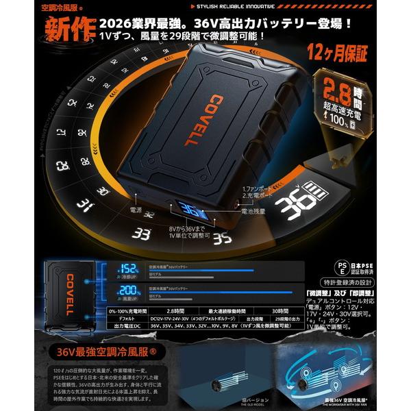 COVELL 空調冷風服フルセット (半袖タイプウェア＆36vバッテリーファン
