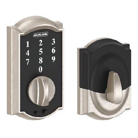 【並行輸入品】 Schlage BE375 CAM 619 タッチキャメロット デッドボルト 電子キーレスエントリーロック サテンニッケル