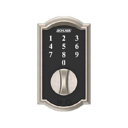【並行輸入品】 Schlage BE375 CAM 619 タッチキャメロット デッドボルト 電子キーレスエントリーロック サテンニッケル