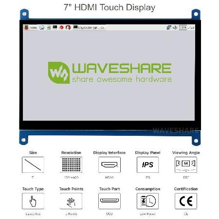 【並行輸入品】 Waveshare 最新ラズベリーパイ　Raspberry pi 2 B/B+ Banana Pi/Banana pro Beaglebone Black に適用 1024 * 600 解析度 する　7インチHDMI LCD