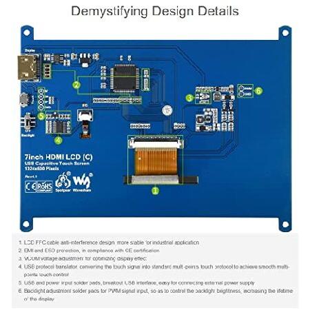 【並行輸入品】 Waveshare 最新ラズベリーパイ　Raspberry pi 2 B/B+ Banana Pi/Banana pro Beaglebone Black に適用 1024 * 600 解析度 する　7インチHDMI LCD