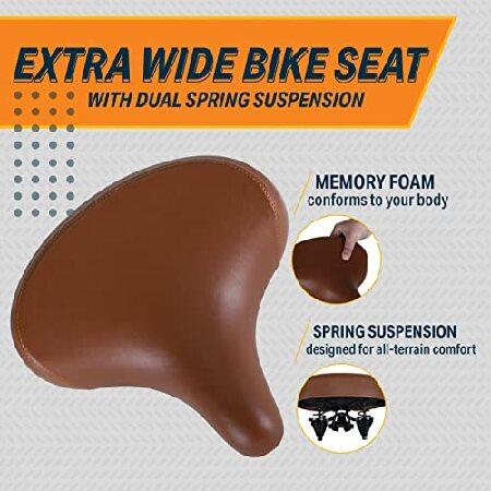 ビーチクルーザー ブラック ブラウンサドル 並行輸入品】 ビーチクルーザーバイクシート - エクストラワイド自転車