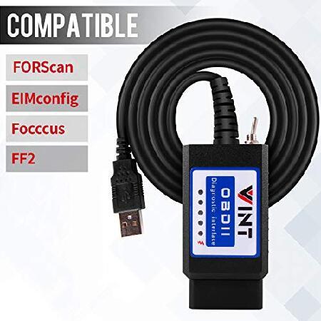 廉価版 OBD2 Adapter FORSCans VINT-TT55502 ELMconfig ELM327 Modified VINTscan for All Windows Compatible with Ford Cars F150 F250 and Light Pickup Truck Scan