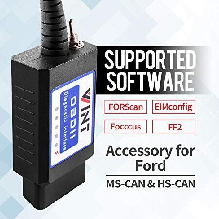 廉価版 OBD2 Adapter FORSCans VINT-TT55502 ELMconfig ELM327 Modified VINTscan for All Windows Compatible with Ford Cars F150 F250 and Light Pickup Truck Scan