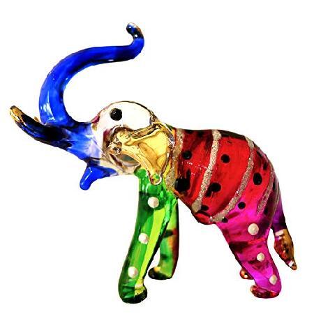 並行輸入品】 サンズカイ 象の置物 動物 手描き レインボー 手吹き