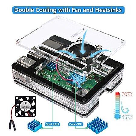 並行輸入品】 Miuzei Raspberry Pi 3 B+ ケース ファン冷却Pi 3Bケース
