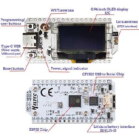 HiLetgo ESP32 LoRa V3 SX1262 0.96 inch OLED Display Development Board WiFi Bluetooth Dual Core 240MHz CP2102 and 433-510MHz Antenna for Arduino Smart｜inter-trade｜05