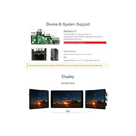 【並行輸入品】 Waveshare 5.5inch HDMI AMOLED 1920x1080 Resolution Monitor AMOLED Capacitive Touch Screen with Toughened Glass Cover Supports Multi